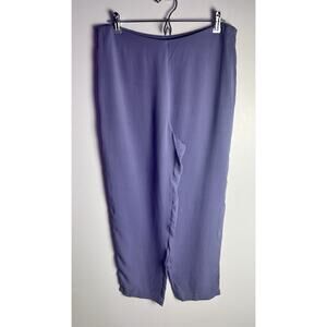 EILEEN FISHER Silk Georgette Crepe Full Length Side Zip Lilac Pants Petite M
